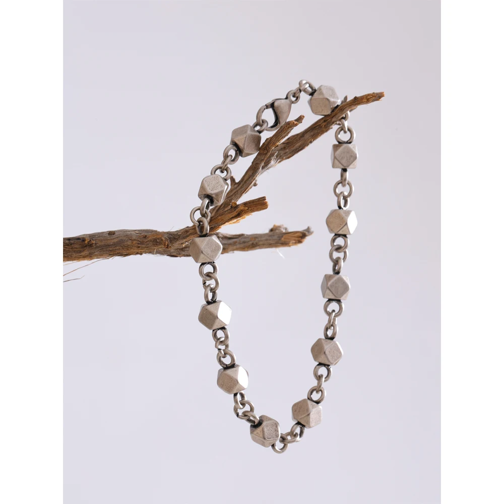 Yhpup الرجال الفولاذ المقاوم للصدأ اليدوية سلسلة بيان قلادة سوار خمر موضة فضية اللون سحر مقاوم للماء مجوهرات هدية #2