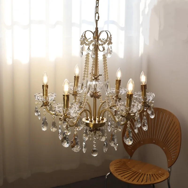ثريا لؤلؤية كريستالية فرنسية، فيلا على الطراز الأوروبي الأمريكي، غرفة المعيشة، غرفة الطعام، تركيبات إضاءة غرفة النوم #2