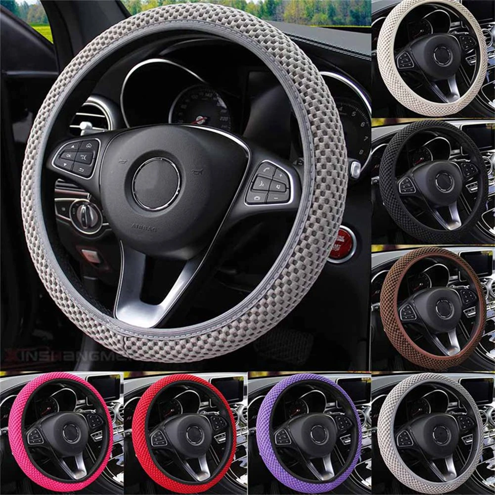 1pc Car Steering Wheel Cover Skidproof Auto Steering- Wheel Cover Anti-Slip Universal Sandwich Ice Fabric Car-styling Accessorie