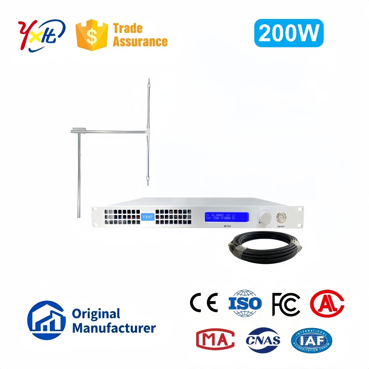 

School 200W FM Transmitter with Antenna Cable, Rural Education, Low Noise High Efficiency After-Sale