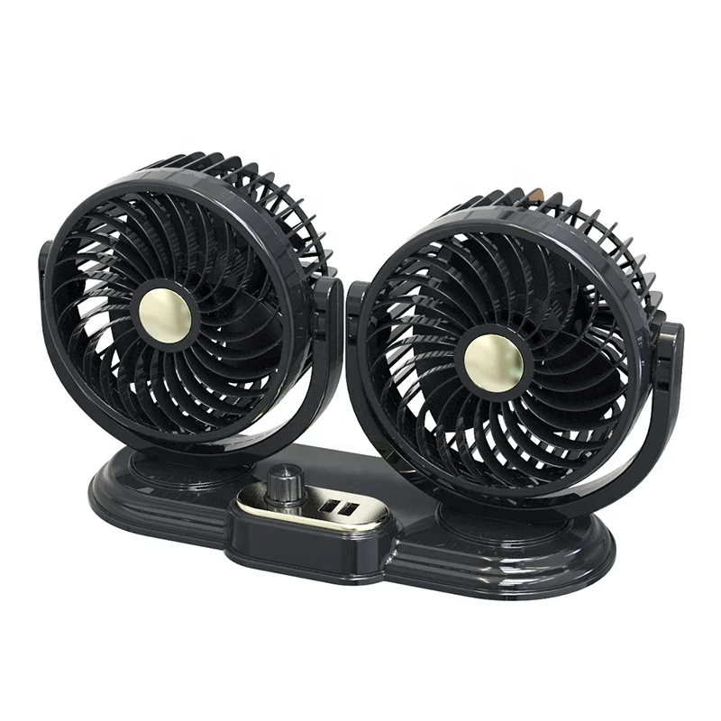 

24V Stepless wind speed adjustable 12V double heads cabin fan for car vehicle marine boat RV semi truck accessories F624U