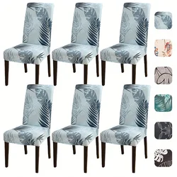 4/6 Leaf pattern elastic chair cover - washable and universal dining chair cover, suitable for living room, dining room, hotel