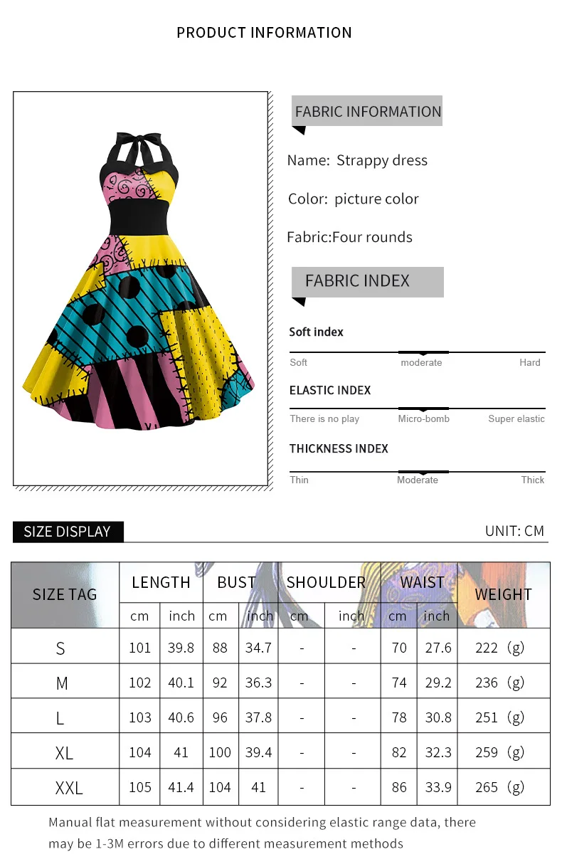 Halloween-Kleid mit Ärmeln, ausgefallenes Cosplay-Partykostüm, Slip-Kleid, Perücke, Socken, Anzug, Filmkostüm, Karnevalskleidung – Detail 1
