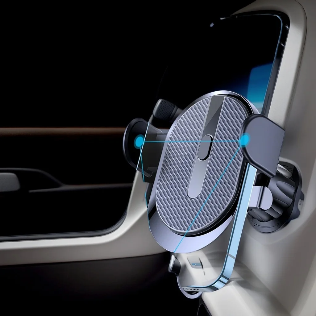 

Car Air Vent Phone Holder - Gravity Sensor Matte Metal Mount with Triangle Design (Solid & Simple)