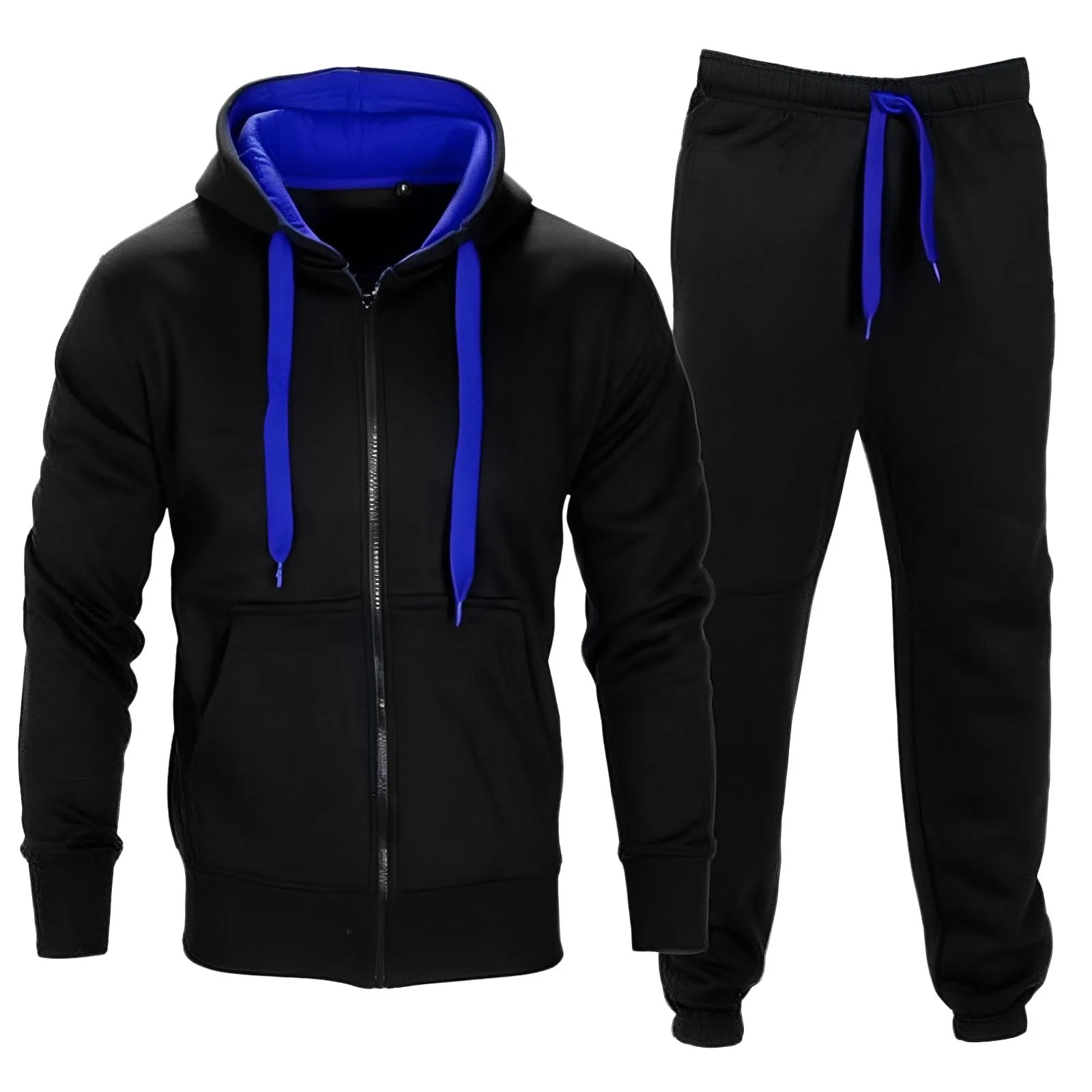 2024 Men's Tracksuit Patchwork Sports Casual Zipper Hooded Jackets+Trousers Suits Sport Casual Sweatshirts+Sweatpants Pant Sets