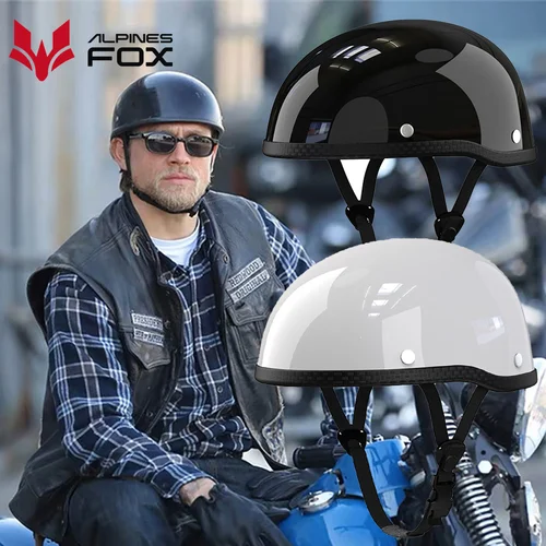 Imagen 1 del producto Casco de motocicleta Retro ABS + gorra de plástico de algodón, media cara, Unisex, Universal, certificado por DOT, Verano
