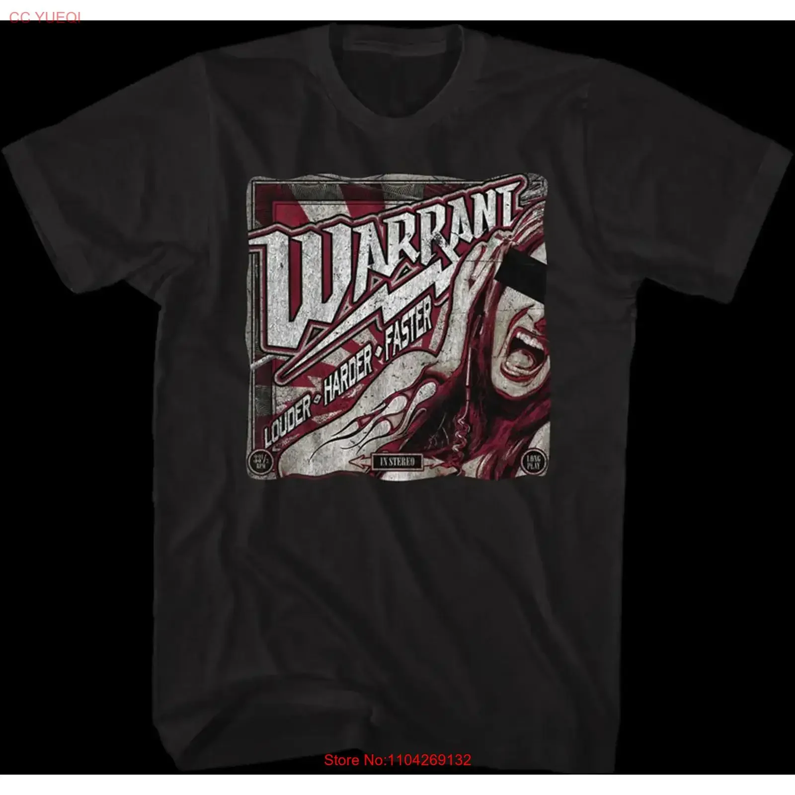 Camiseta Louder Harder Faster Warrant vintage, estilo streetwear, lavada, elegante, ropa de diseñador elástica, transpirable, ligeramente holgada