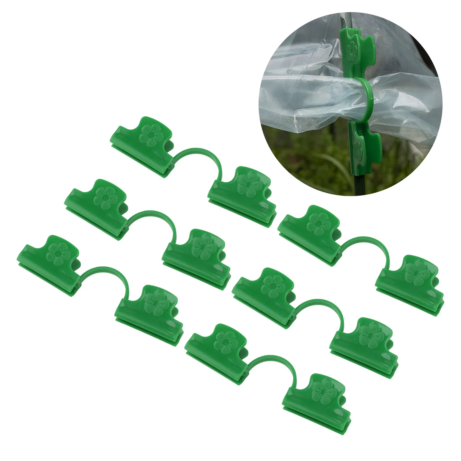 

50pcs Greenhouse Clamp Pe Plastic 2 Head Plant Film Clamp Soil Sheet Clip For Horticulture 8mm/11mm/16mm Garden Accessories