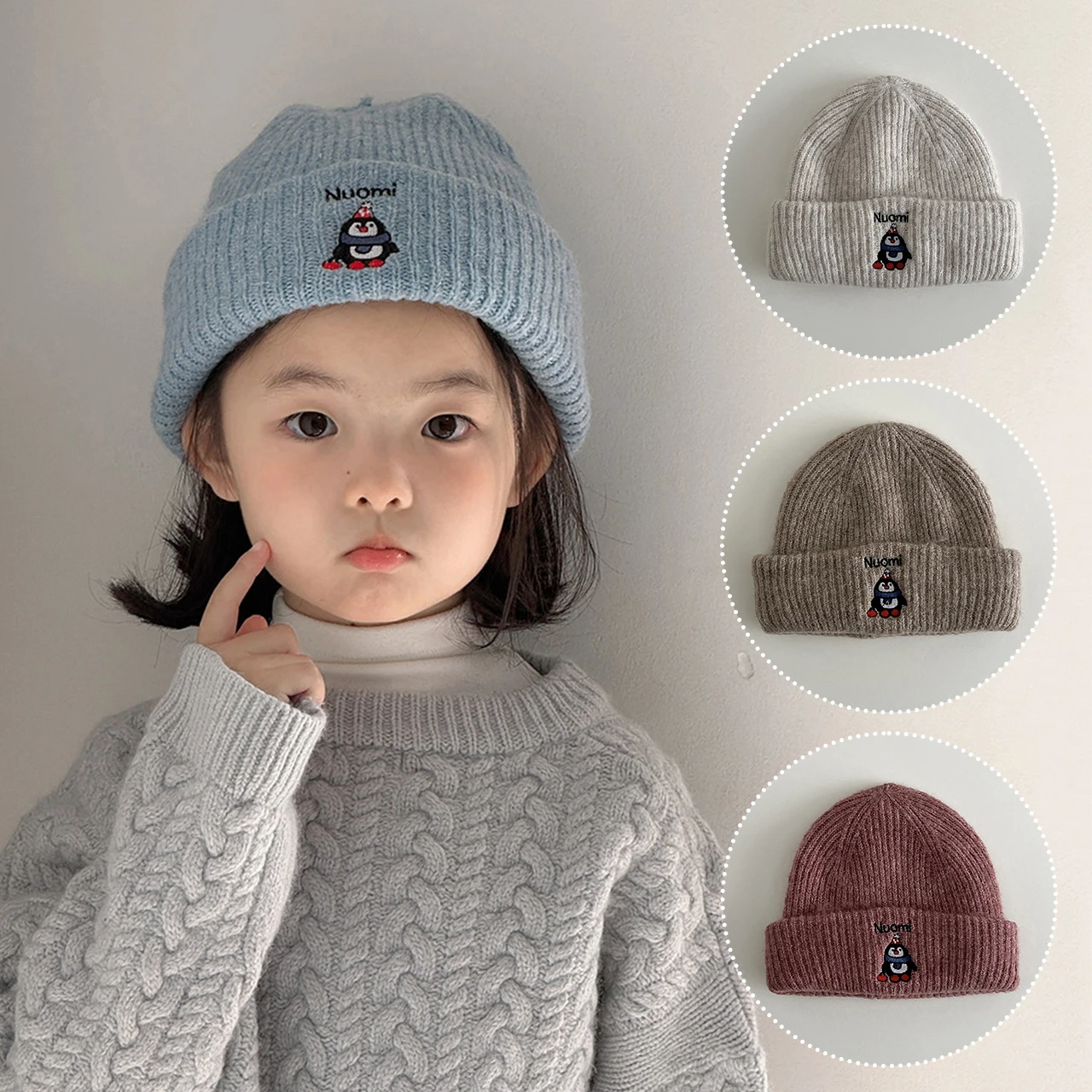Inverno caldo cartone animato carino cappello da bambino pullover tinta unita lavorato a maglia addensare inverno caldo berretto ragazzi ragazze bambino infantile berretti cofano