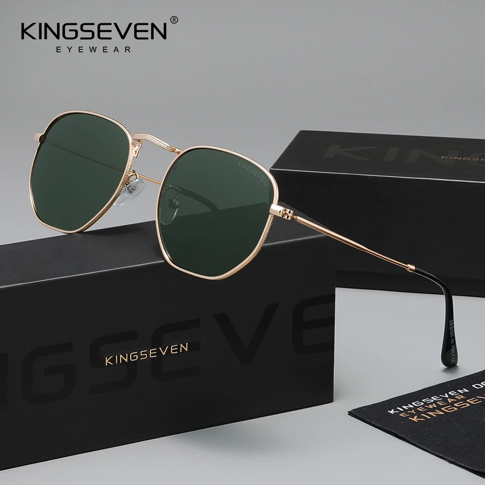 KINGSEVEN Trendige Herren-Sonnenbrille Mode für Männer und Frauen Fahr- und Outdoor-Brille Polygon Quadratisch Rund Dünner Rahmen Lässige Retro-Brillen