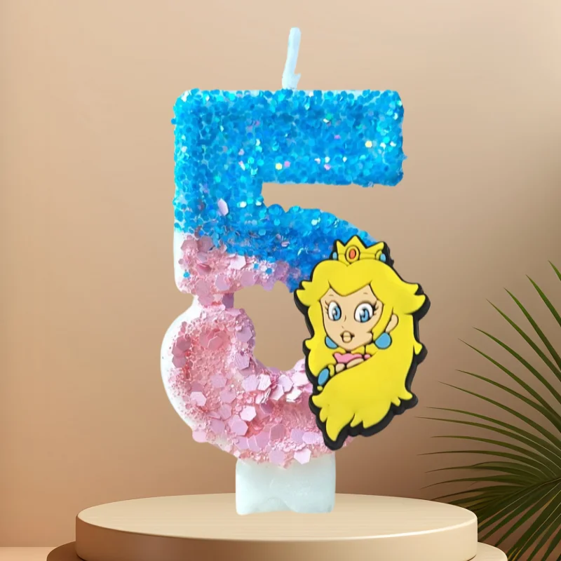 سوبر ماريو بروس كعكة الديكور عيد ميلاد عدد 0-9 الشموع أنيمي الأطفال شمعة رقمية حفل زفاف كعكة موضوع شمعة الهدايا