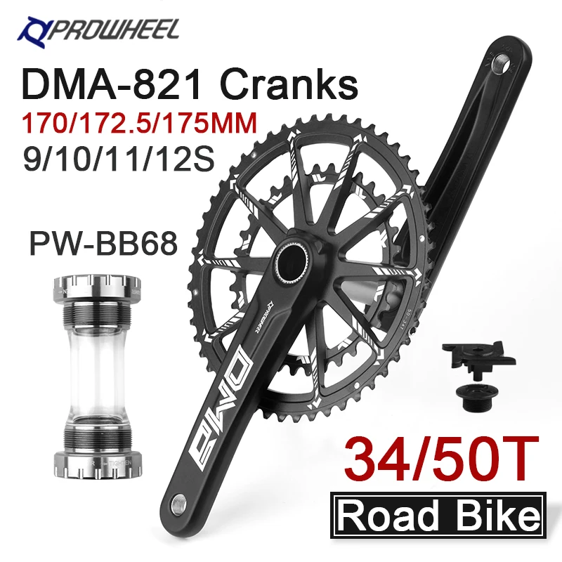 Prowheel Bicycle Crankset 2x11 2x12 Speed 34/50T Sprocket 170 172.5 175mm Crankarm for Shimano R7000 R8000 Groupset Road Bike