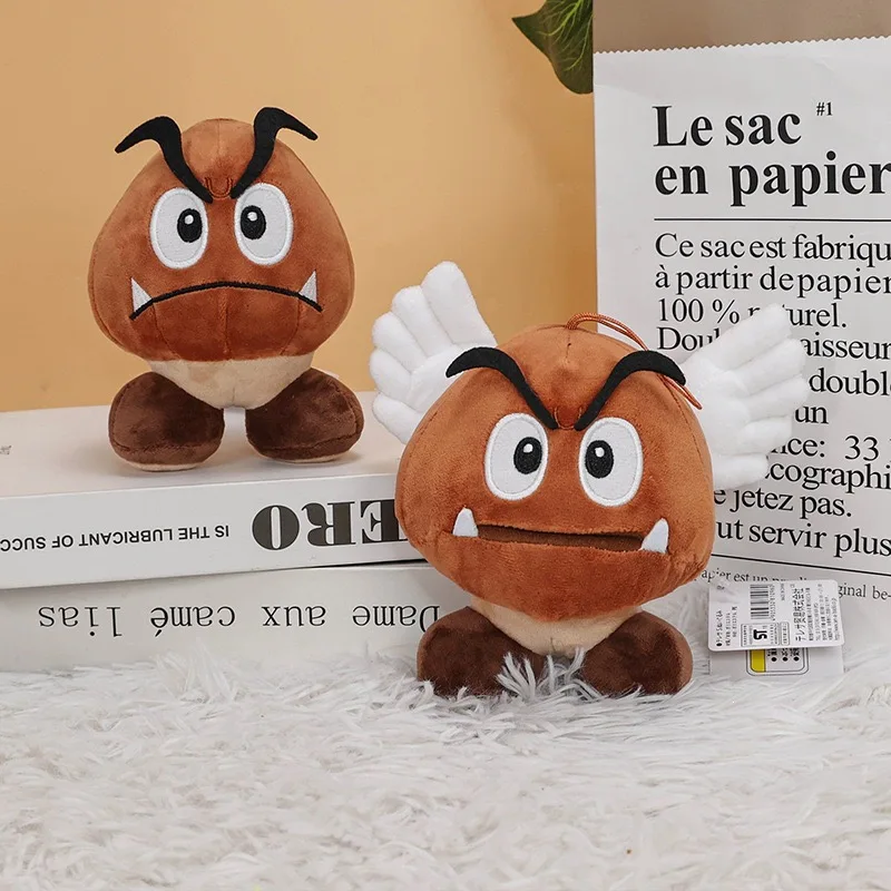 Super Mario Plush Toy Set - 5.5in Closed Mouth Poison Mushroom Angel Wing Open Mushroom & Sleepy Goomba Stuffed Dolls view 2
