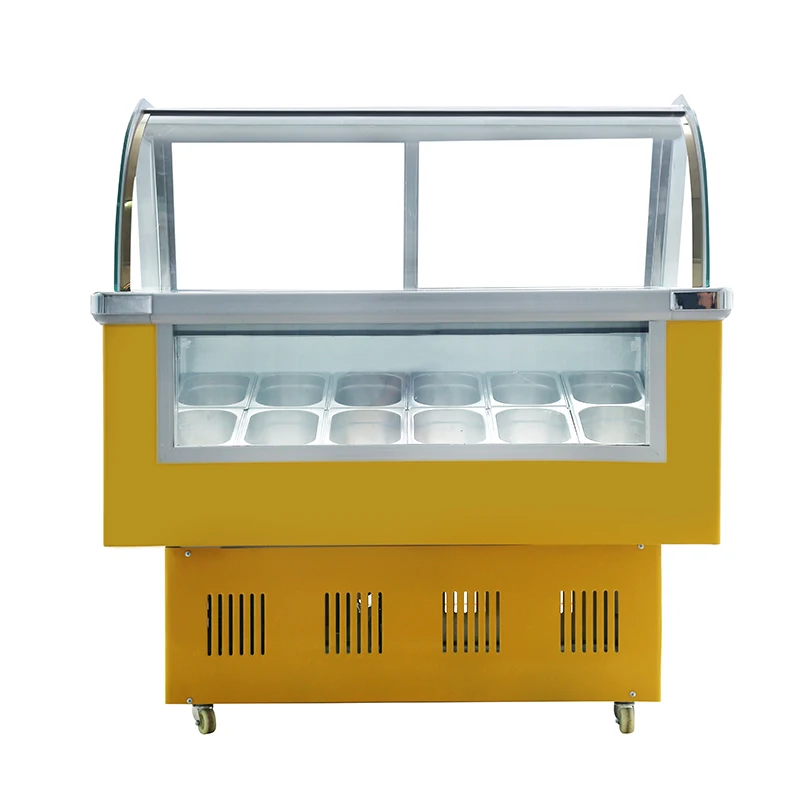 Hard Ice Cream Display Cabinet, Padaria Display, 12 Tanques, Frete Grátis por Mar