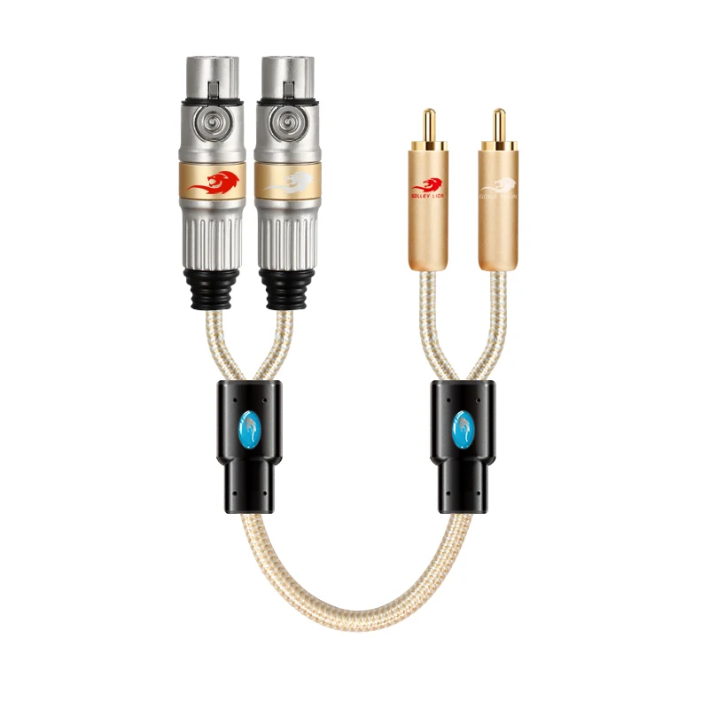 

Hifi 30cm Conversion Cable Jumper Dual RCA Male to Dual XLR Female Braided Shielding OFC Gold Plating Cable