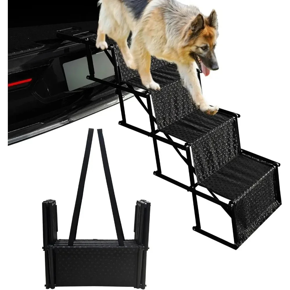 

Пандус для собак для автомобильных ступеней для домашних животных с портативной легкой прочной лестницей для легкого доступа транспортных средств, помощь в скалолазании, безопасный для домашних животных, прочный дизайн