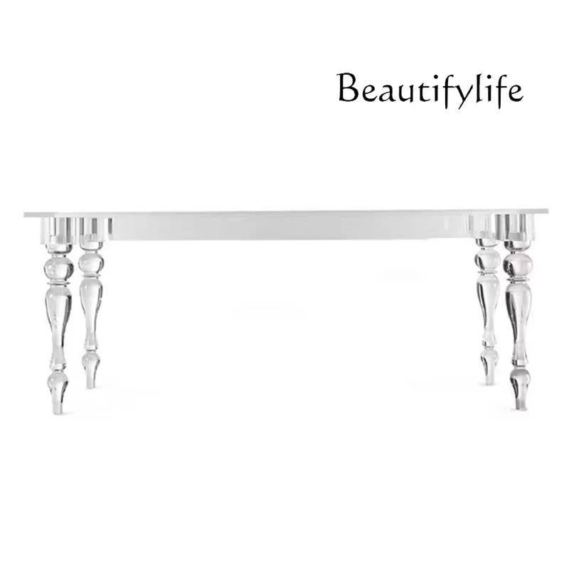 

Acrylic table modern simple home living room glass dining table Nordic wedding transparent crystal wedding table customization