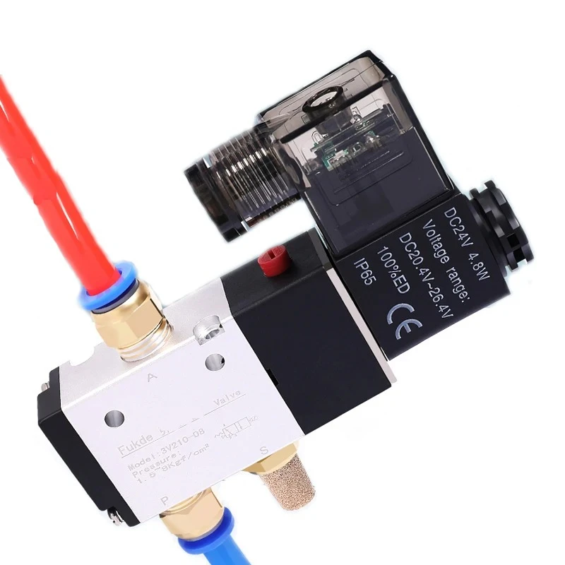 3 Way Pneumatic Air Control Valve Electric Gas Magnetic Valve Alumium Body 3V110-06 12V 1/8\