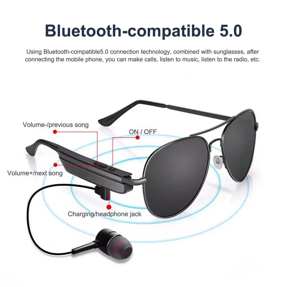 Smart Glasses Male Multifunctional High Fidelity Long Standby Time Bluetooth-compatible5.0 Trendy Audio Sunglasses For Driving