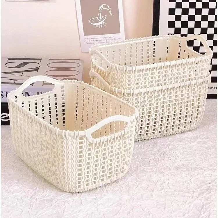 Multifunctional Storage Baskets Hollow Portable Sundries Plastic Organizer Container Kitchen Home Office Multicolor Available