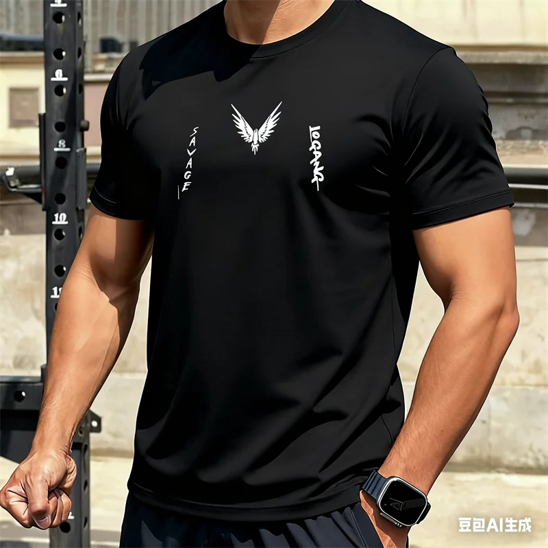 

Leisure Fashion Minimalist Printed T Shirt For Man Outdoor Gym Fitness Quick Dry Short Sleeve Top Summer Loose O-neck Men's Tees