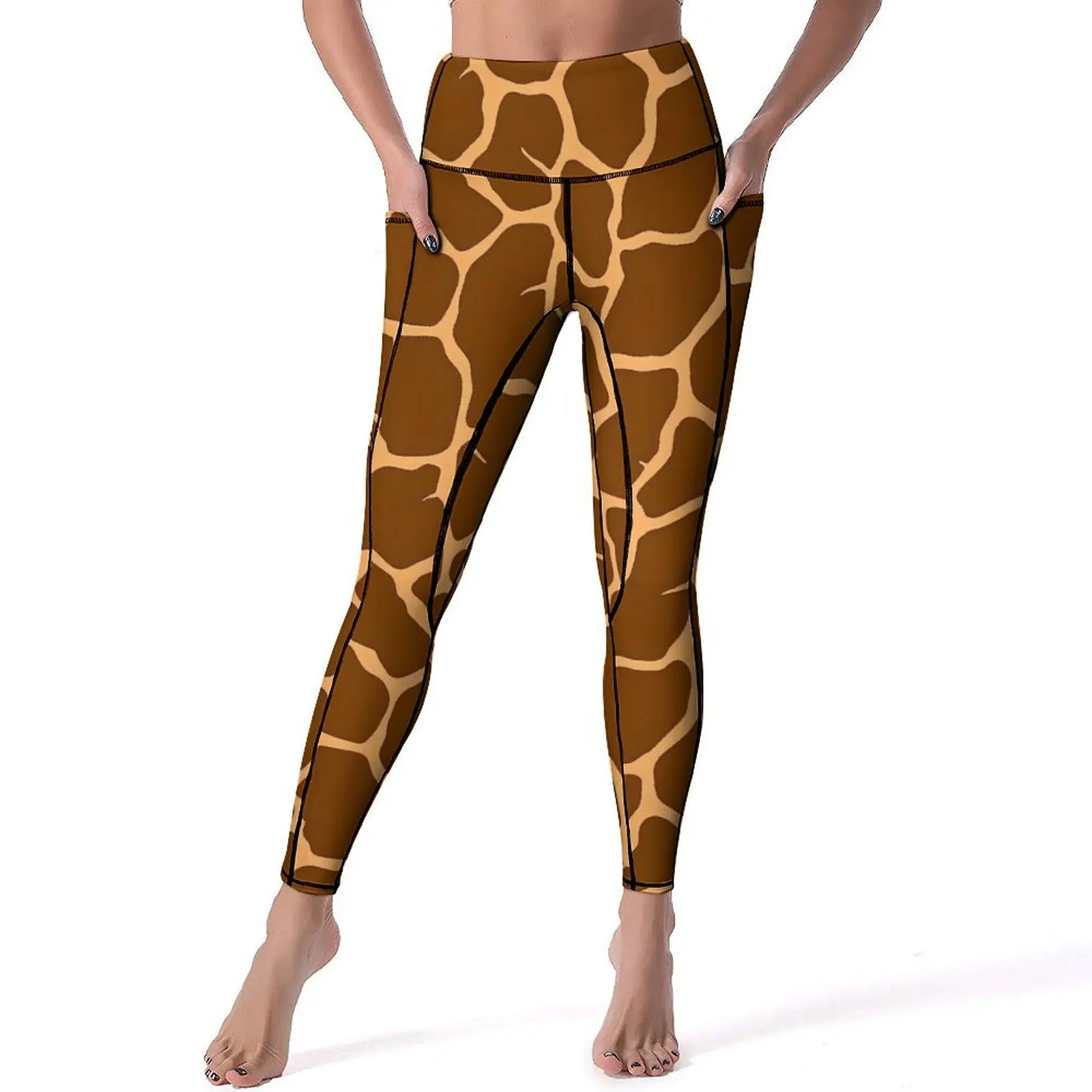 Giraffe Print Leggings Sexy Brown Animal Skin High Waist Yoga Pants Funny Stretch Leggins Female Design Workout Sports Tights