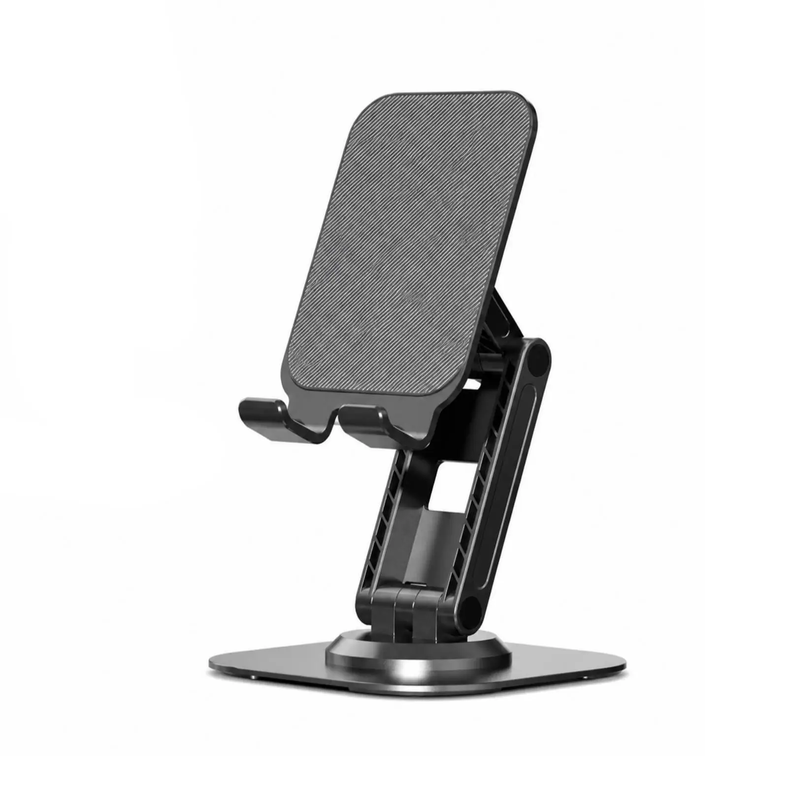 Foldable Desktop Phone Stand Anti-Slip Alloy Metal Phone Stand with Rotating Base 360° Rotation Portable for Desk, Office