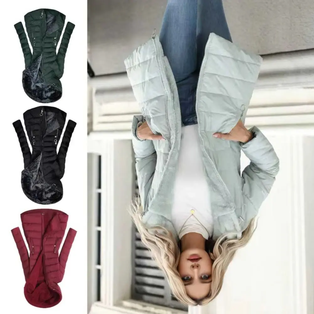 

Женская куртка-пуховик на утолщенной флисовой подкладке, зимняя длинная толстовка с капюшоном, ветрозащитный пуховик, парка с капюшоном на молнии, верхняя одежда, зимнее пальто