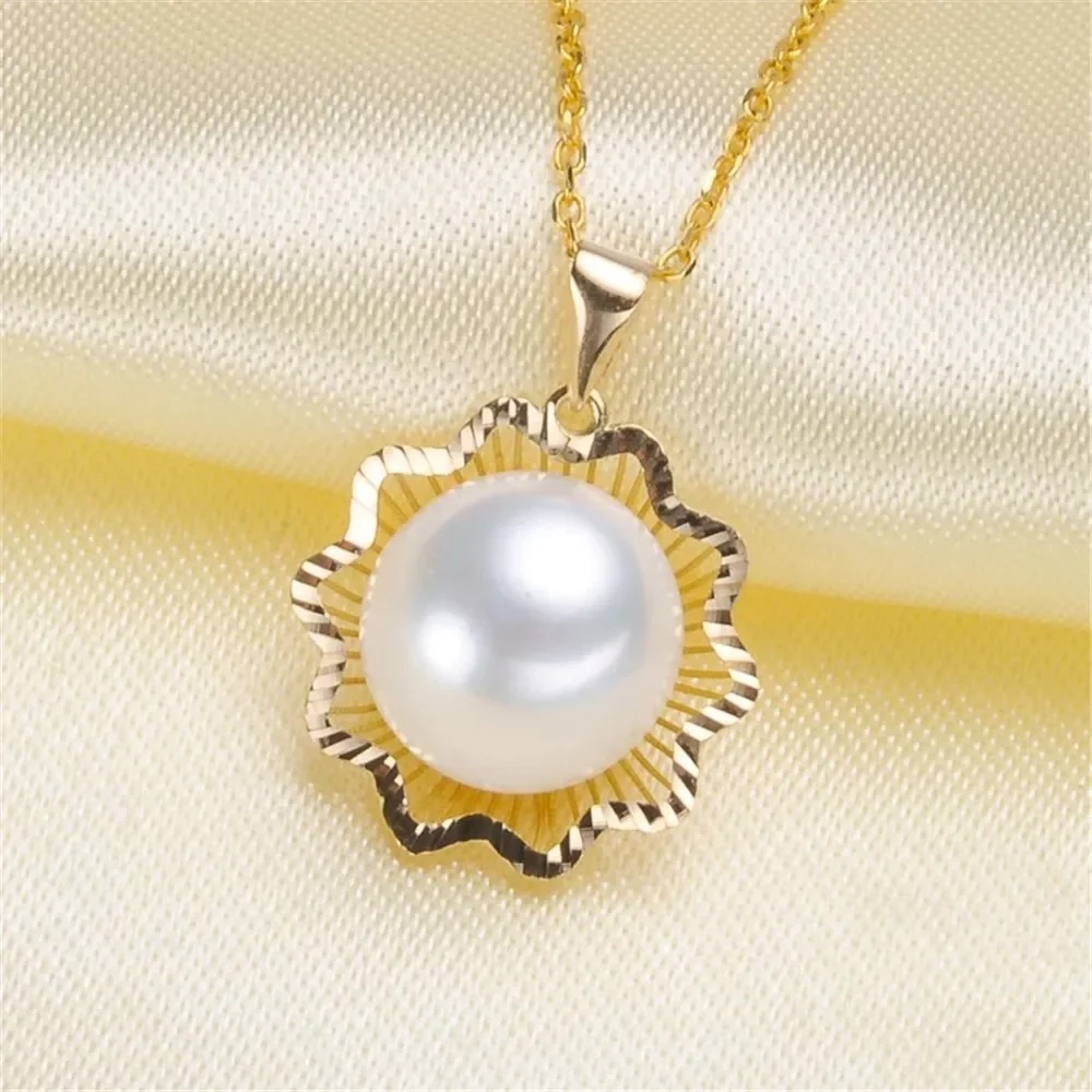 

DIY Pearl Accessories G18K Gold Pearl Jade Pendant Pendant Fit 10-12mm Round Flat Beads G154