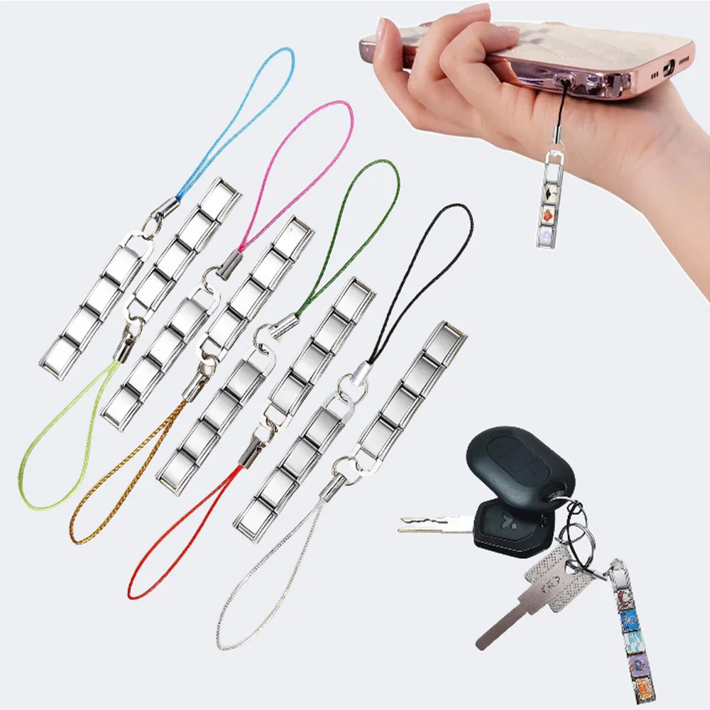 

New DIY Style Colorful Beads Phone Rope Keychain Fit 9mm Italian Charm Stainless Steel Making DIY Beads Female Fashion Jewelry