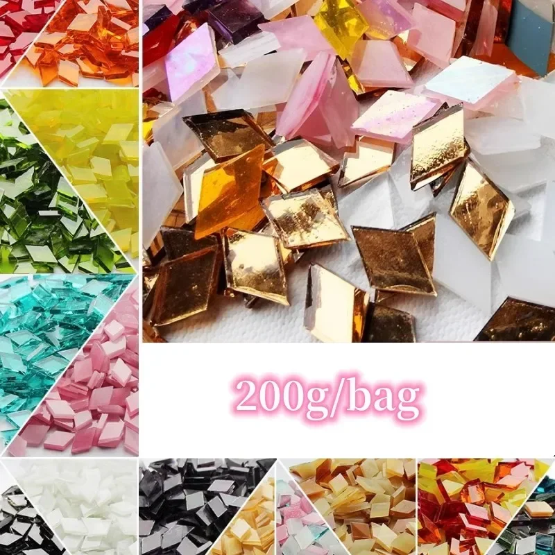 200g Diamond Shape Mosaic Tiles Multi Color Mosaic Piece DIY Mosaic Making Stones for Craft Hobby Arts Home Wall Decoration