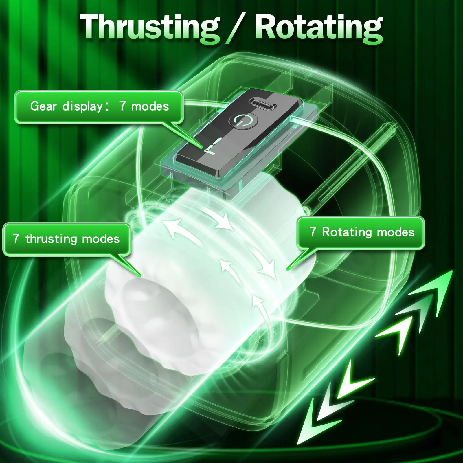 Giocattolo del sesso maschile automatico del dispositivo maschio, giocattoli per adulti con 7 modalità di spinta e rotazione, giocattolo del sesso elettrico da uomo, doppio Display LCD Ope