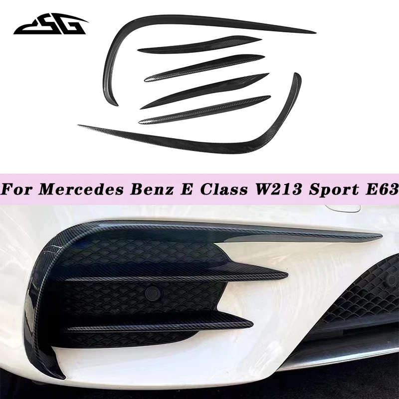 Carbon Fiber Front Bumper Air Vent Cover For Mercedes Benz E Class W213 Sport E63 2016-2019 Side Fins Winglet Canard Splitter