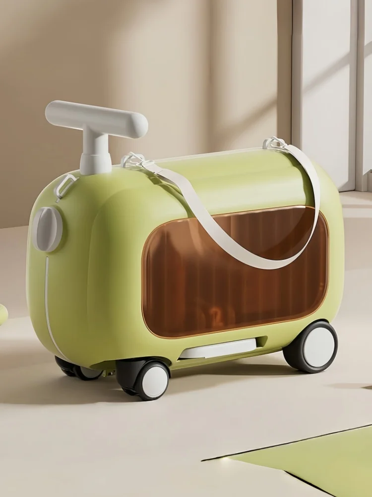 حقيبة سفر بعجلات للأطفال، حقيبة أمتعة يمكن ركوبها بتصميم كرتوني، حقيبة تخزين بعجلات للأولاد والبنات #3