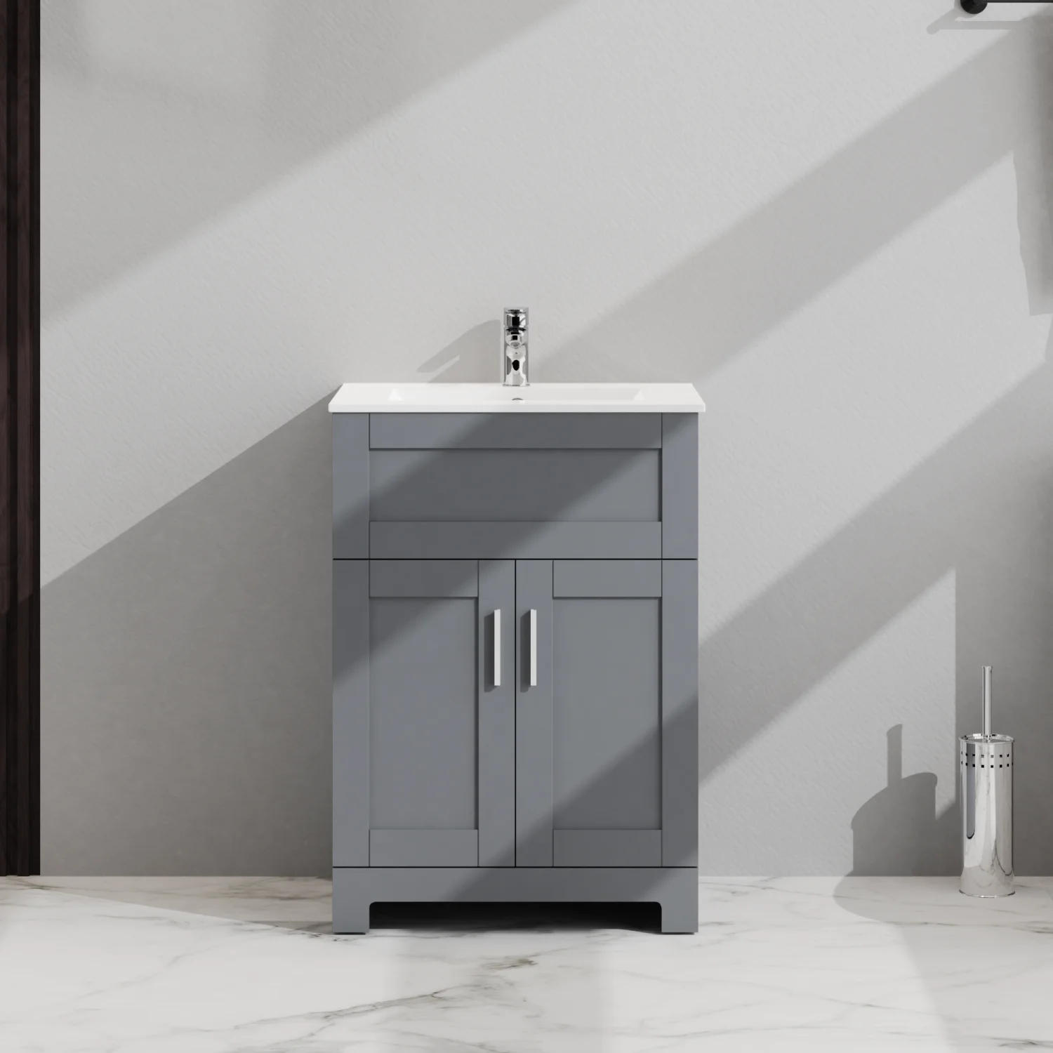 

24" Bathroom Sink Vanity Laundry Utility Cabinet, Gray