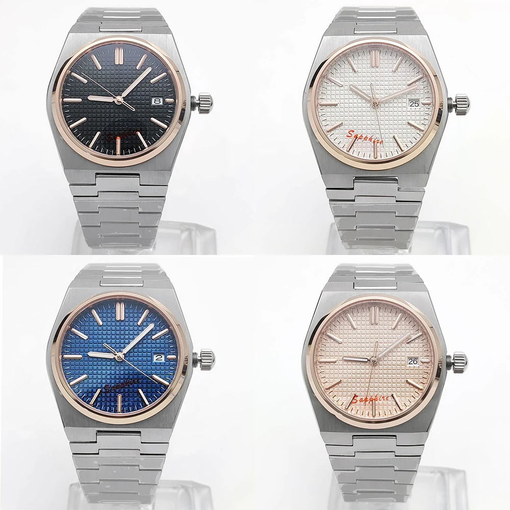 Men's New Rose Gold and Silver Combination Automatic Mechanical Watch with Sapphire and Transparent Caseback, NH35 Watch
