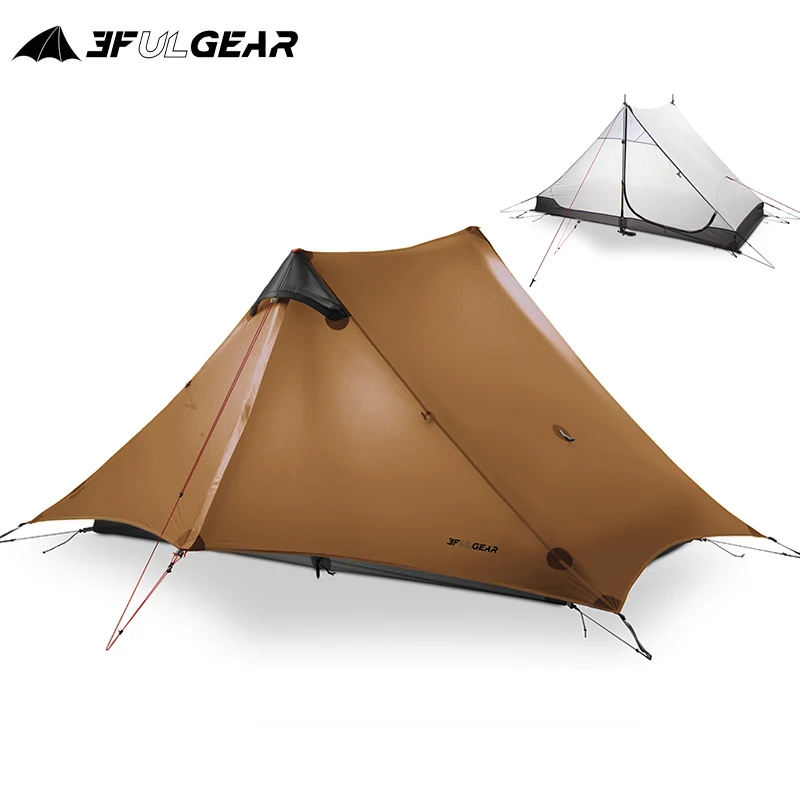 3F UL GEAR LanShan2 2 Person Outdoor Ultralight Camping Tent 3 Season 4 Season Professional Waterproof 15D Silnylon Rodless Tent