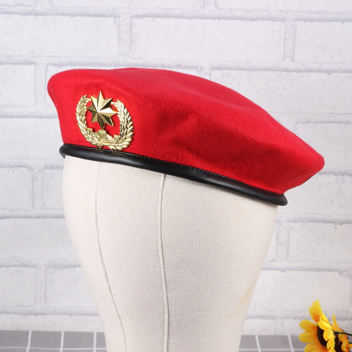 Red Sailor Hat Stage Show Square Dancing Woolen Beret ( Pointed Star) sailor cap beret hat