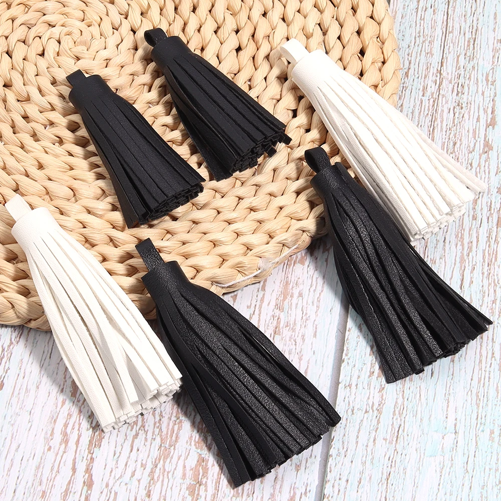5pcs/lot 60/80mm Pure Color Vintage Leather Tassel Pendants  for  Bag Clothes Handbag Decoration Trims DIY Handiraft Accessories