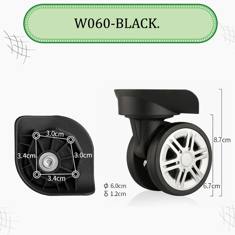 For W-060 Luggage Wheel Replacement Kit Silent Swivel Castors Anti-Slip & Wear-Resistant Compatible with 99% of Suitcases