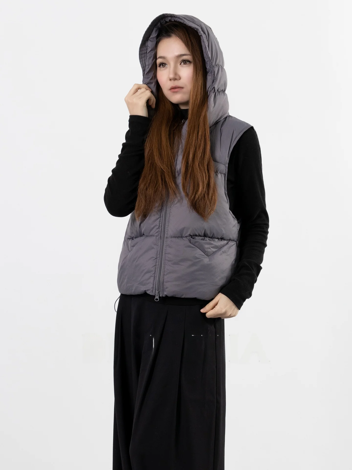 

Женский стеганый пуховый жилет DianThia с капюшоном, белый, осенне-зимняя верхняя одежда, теплый, на молнии, повседневный, без рукавов