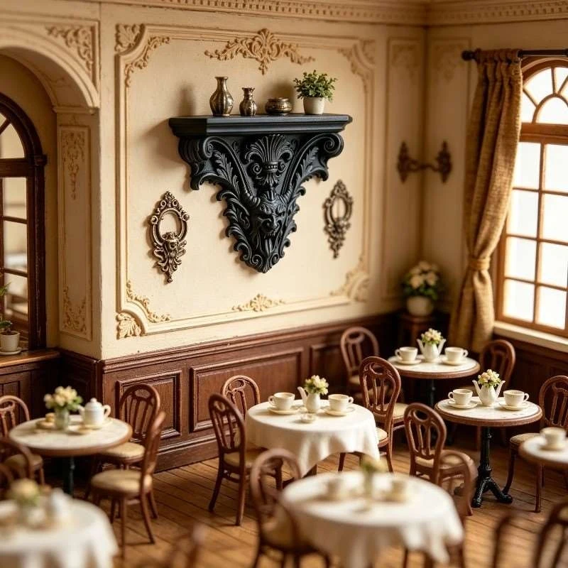 Mini Gothic Wall Mount Shelf Carved Leaf Beast Face 1:6 1:12 Dollhouse French Relief Decor Bracket