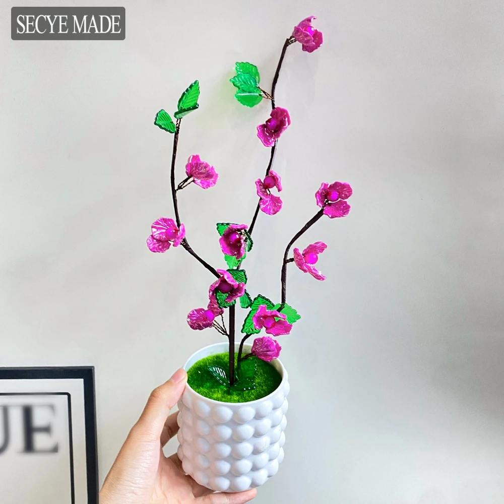 

Bonsai Simulation Bougainvillea Flowers Artificial Pot Plant Home Office Desktop Ornaments Wedding Living Room Decoration L38