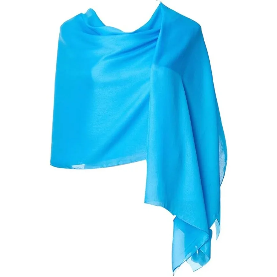 

Women's Scarves 100% Silk Long Lightweight Scarfs for women, Lake Blue