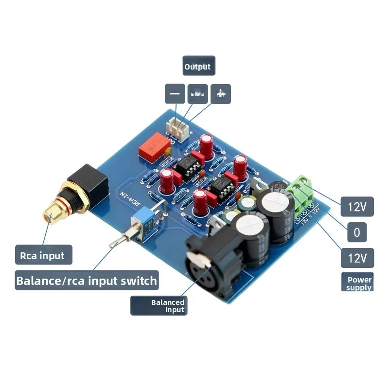 Balanced XLR Unbalanced RCA Single-Ended Input to Balanced Output Mono Board Amplifier Board HI Modification