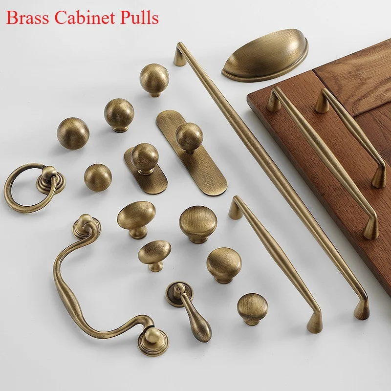 Nordic Vintage Bronze Brass Cabinet Pulls Furniture Handles Kitchen Drawer Wardrobe Dresser Cupboard Door Hardware Fittings
