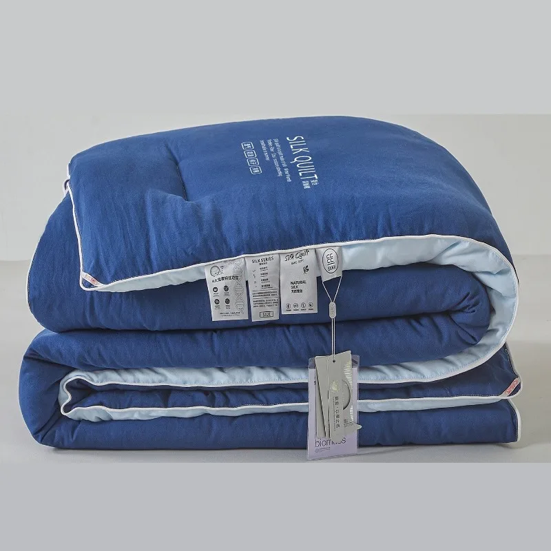 Solid color silk quilt New mulberry silk spring and autumn quilt Thickened dormitory winter quilt Universal in all seasons