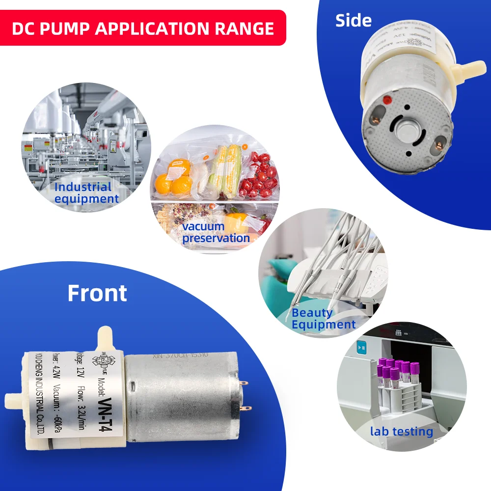 VN T4 12V High Pressure DC Brush Motor Miniature Gas Diaphragm Air Pump/Micro Diaphragm Vacuum Pump view 6