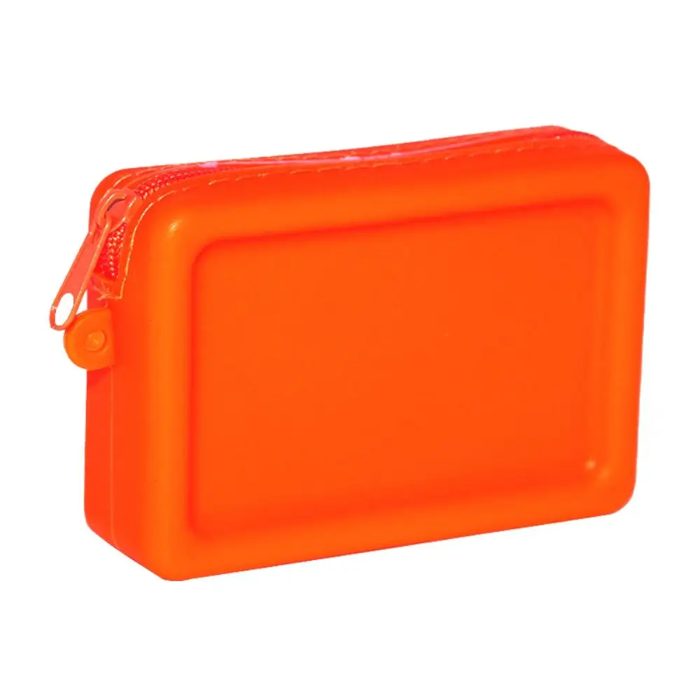 Silicone Organizer Cosmetic Bag Vintage Waterproof Smooth Zipper Earphone Bag Macaron Color Wallet Coin Purse Students