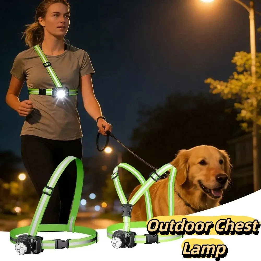 

Adjustable Strap Chest Light Soft Light Lightweight Design Portable Camping Light Long Battery Life Bright Illumination